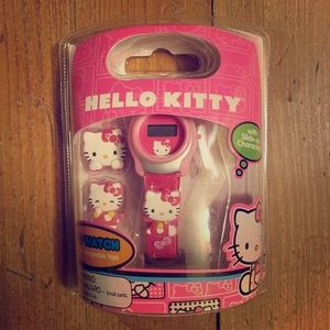 Hello Kitty LCD Watch w Slide On Characters NEW